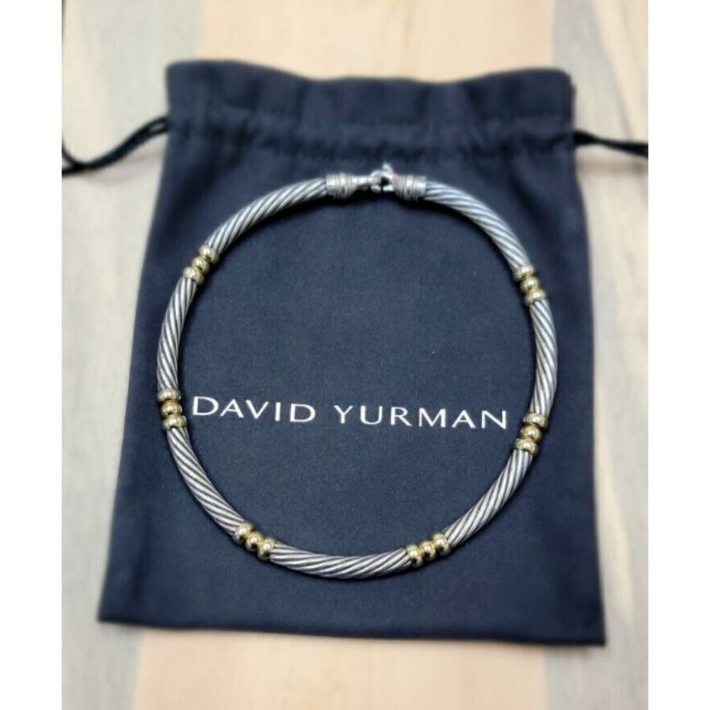 David Yurman 925 14kt Yellow Gold Metro Cable Station Necklace